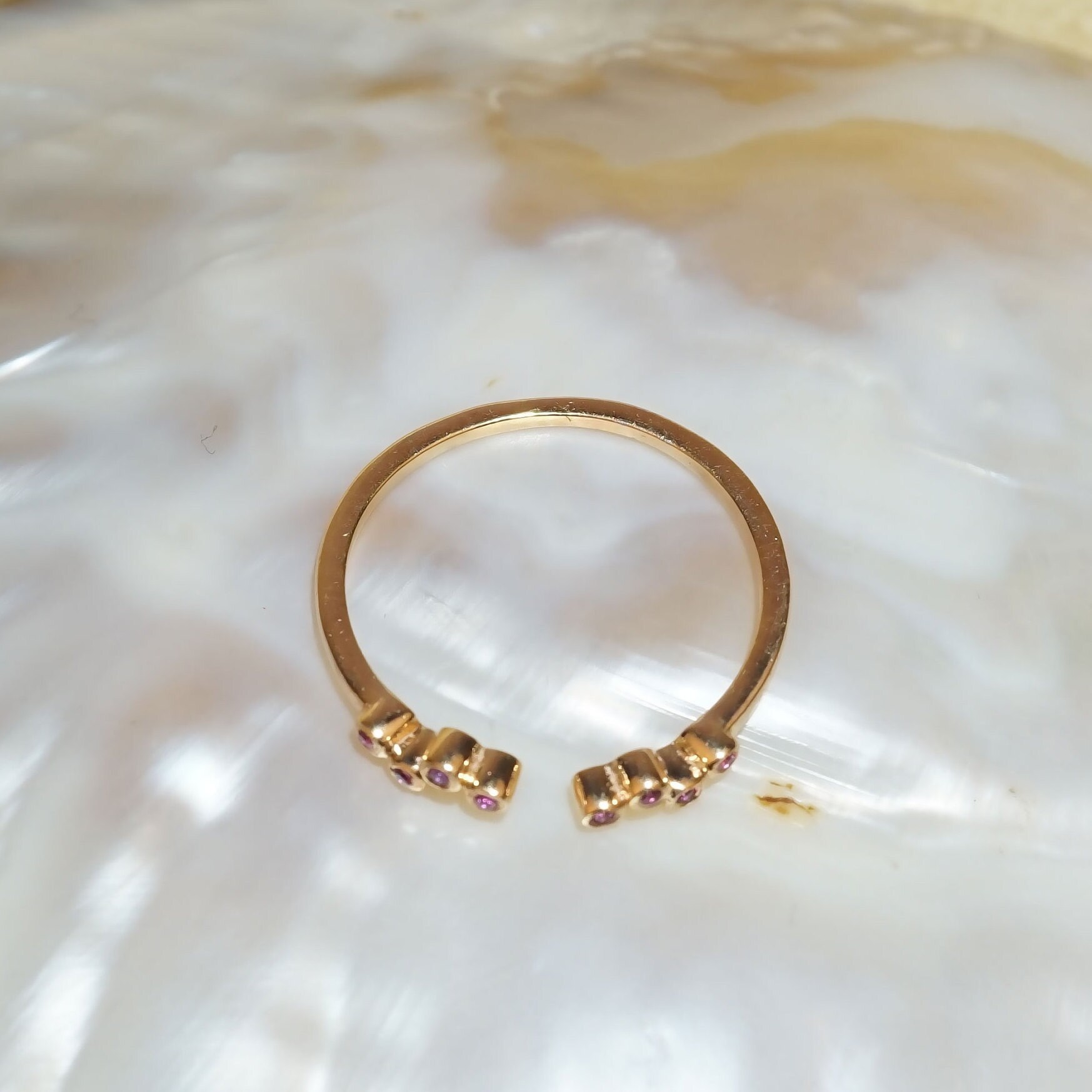 14k Gold Open Cuff Ruby Ring / Stackable Ring / July | Etsy