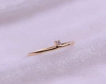 Diamond Ring / 14k Gold Diamond Ring / Solitaire Ring / 14k Solid Gold Ring / Natural Diamond / Engagement  Wedding Ring / Floating Diamond