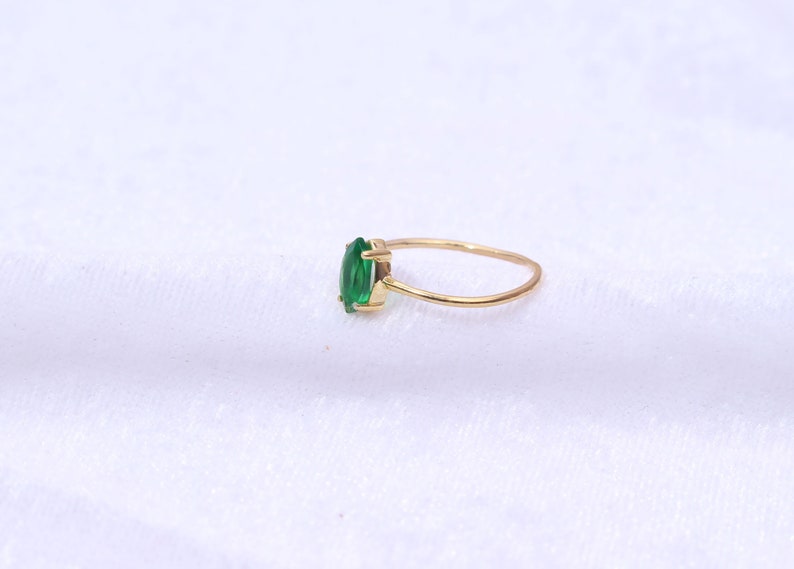 Marquise Emerald Ring / 14K Gold Emerald Ring / Emerald Jewelry / Gift for Her / May Birthstone/ Wedding Ring / Engagement Ring / Prong Set image 8