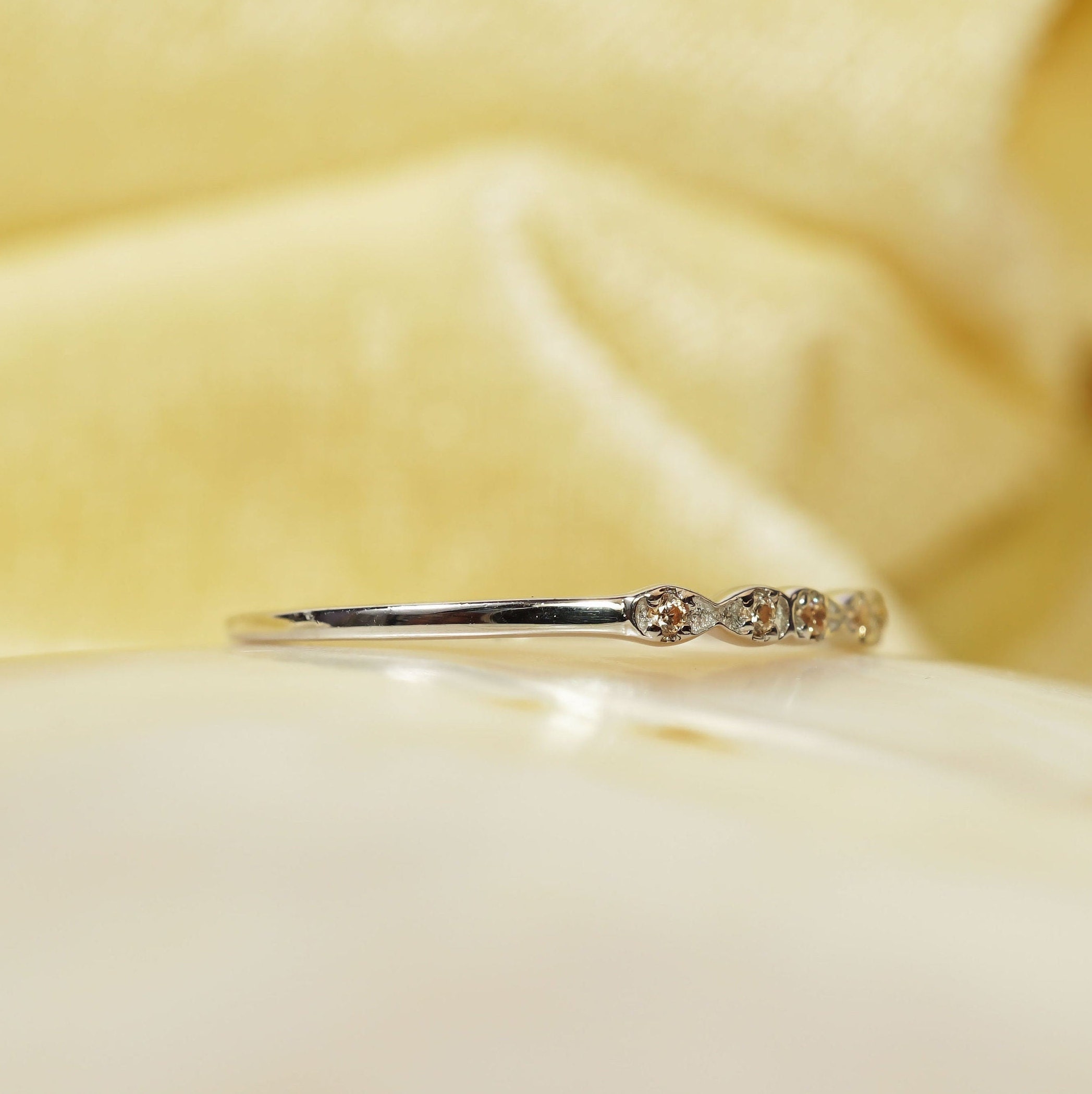 14k Gold Art Deco Morganite Ring / Wedding Ring / Stackable | Etsy