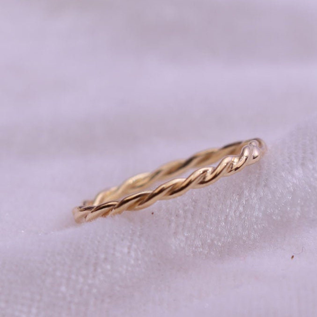 Twist Ring / Rope Twist Ring / 14k Yellow Gold / Stackable Etsy