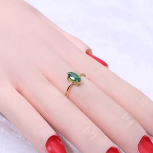 Marquise Emerald Ring / 14K Gold Emerald Ring / Emerald Jewelry / Gift for Her / May Birthstone/ Wedding Ring / Engagement Ring / Prong Set image 6