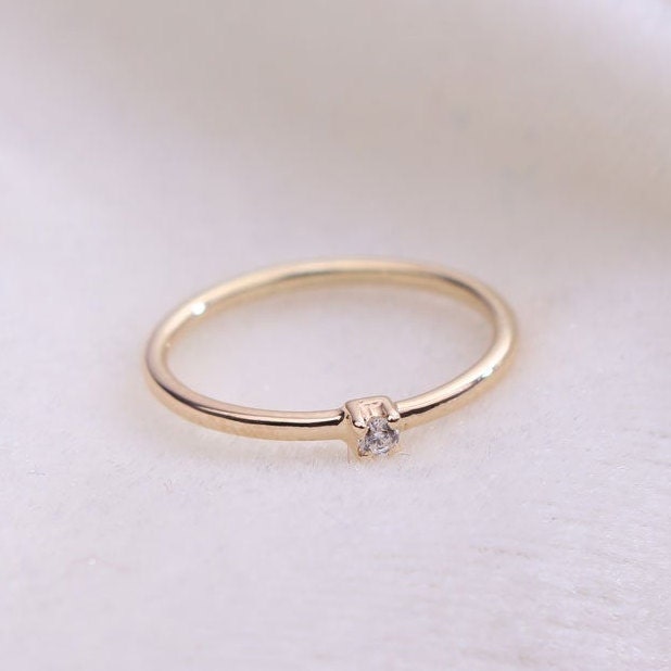 Diamond Ring / 14k Gold Diamond Ring / Solitaire Ring / 14k | Etsy