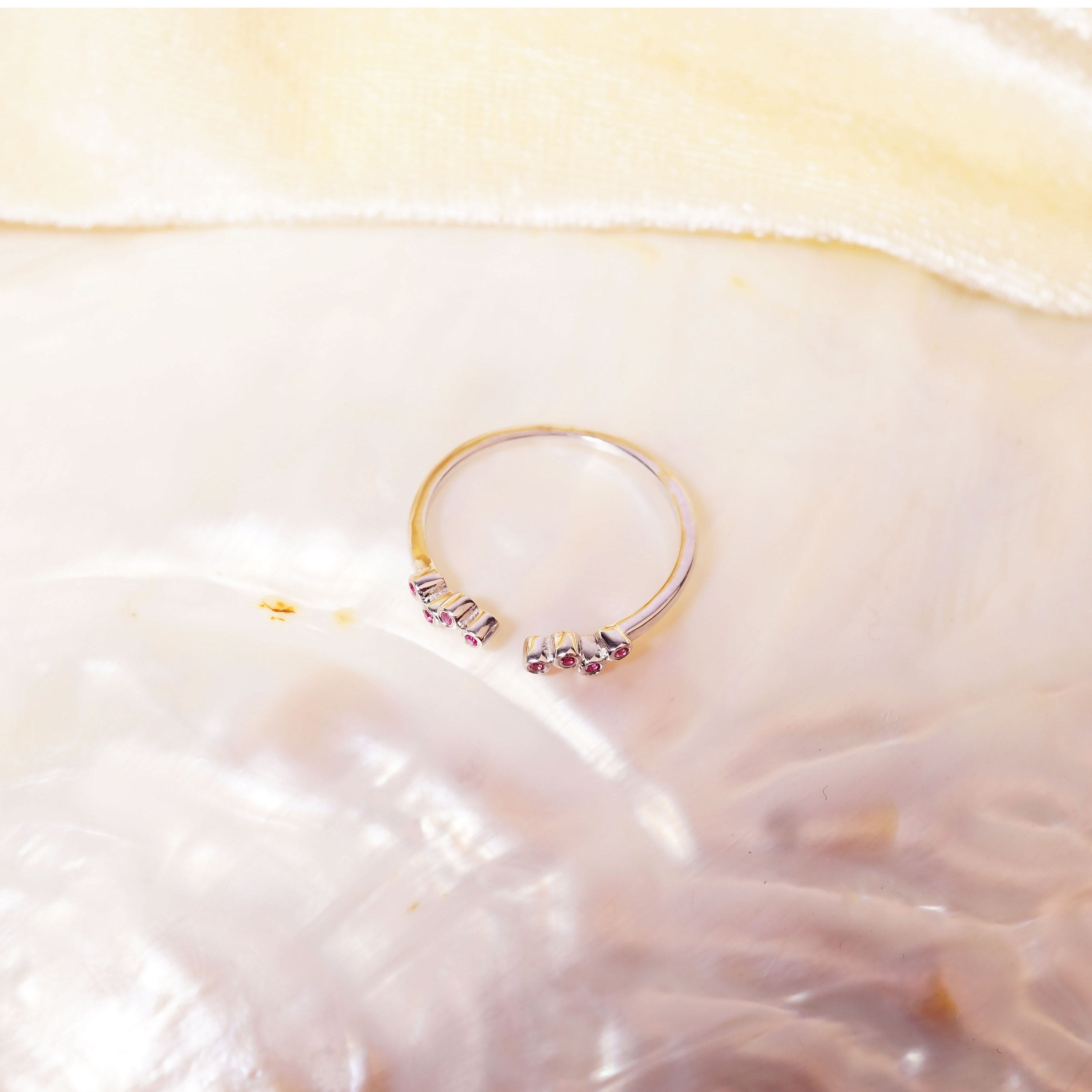 14k Gold Open Cuff Ruby Ring / Stackable Ring / Dainty Ring / | Etsy