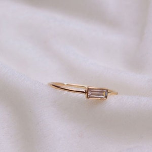 Baguette Ring / Diamond Baguette Ring / 14k Yellow Gold Ring / Stackable Ring / Solid Gold Ring / Diamond Ring / Wedding Ring / Stacking image 3