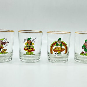 ヴィンテージ アイリッシュ ウイスキー グラス セット / レプラコーン グラス / セント パトリックス デー カップ