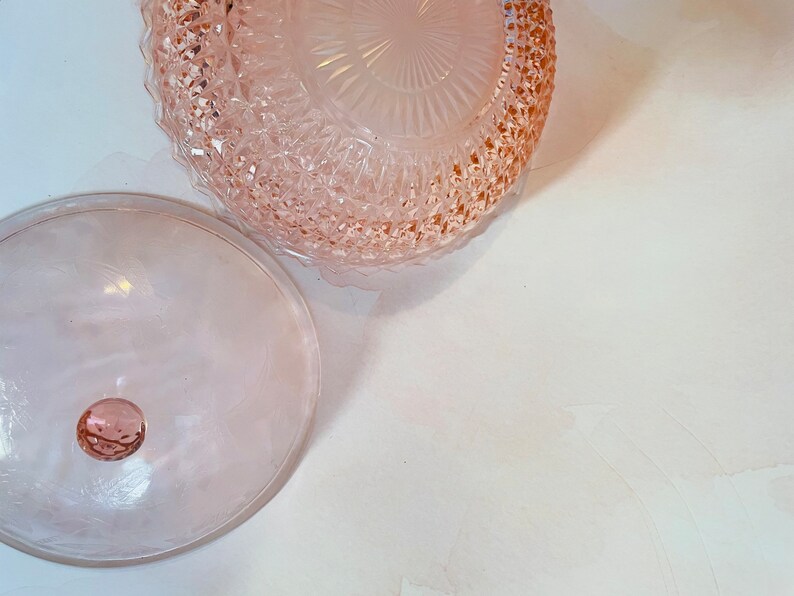 Vintage Pink Depression Glass Bowl With Lid / Pink Glass Candy Dish Etsy