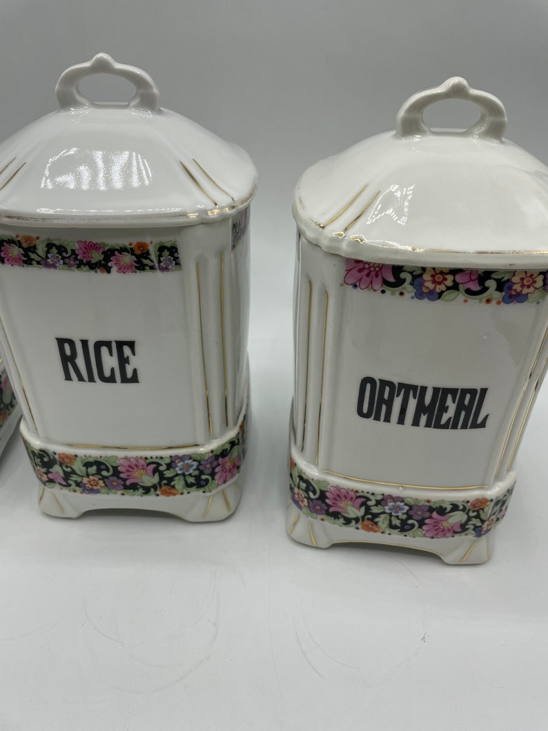 Vintage Floral Kitchen Canister Set / Czechoslovakia Concordia 6 Piece Jar Set Etsy