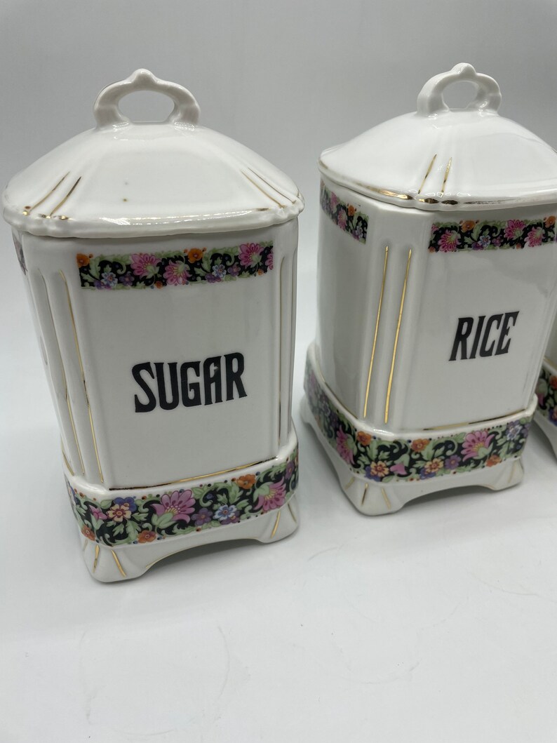 Vintage Floral Kitchen Canister Set / Czechoslovakia Concordia 6 Piece Jar Set Etsy