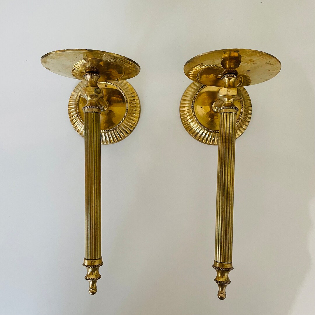 Vintage Brass Wall Candle Sconce Set of 2 / Gold Candle Etsy