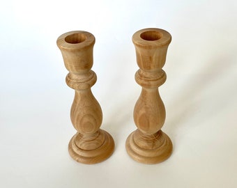 Vintage Wood Candle Stick Holder Set / Natural Wood Candelabra