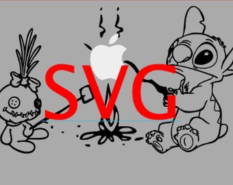 Stitch y Scrump camping MacBook svg descarga instantánea. lilo y punto. Cricut / Silueta / archivo de corte