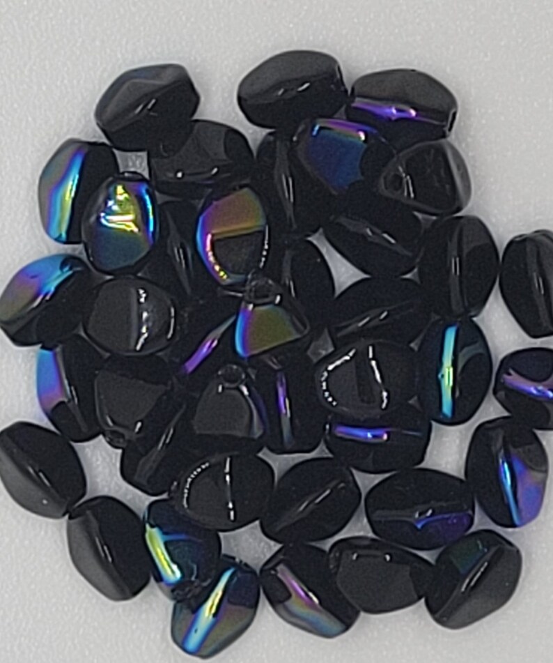 Czech Glass Jet AB Pinch Bead 5x4mm ~ 42 Pcs