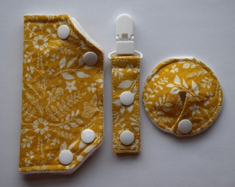 Yellow Floral Tubie Set | Tubie Clip | Tubie Pad | Feeding Tube Pad | G-Tube Pad | GJ Tube Pad | Port Cover