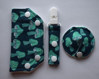 Teal Mushrooms Tubie Set | Tubie Clip | Tubie Pad | Feeding Tube Pad | G-Tube Pad | GJ Tube Pad | Port Cover