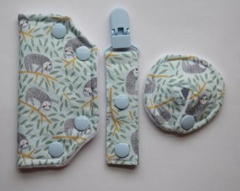 Sloths Tubie Set | Tubie Clip | Tubie Pad | Feeding Tube Pad | G-Tube Pad | GJ Tube Pad | Port Cover