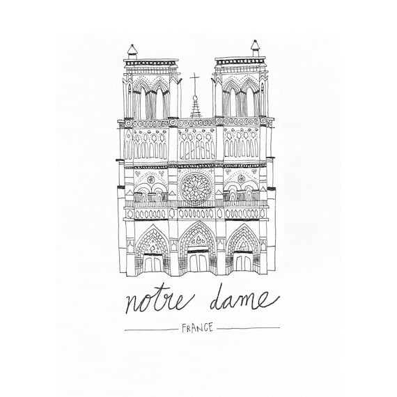 Notre Dame Print Buildings Architecture Architecture Art | Etsy