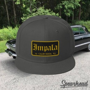 1963 Impala California plate embroidered Snapback Hat, 63 Impala hat for dad, Classic car, Chevy lowrider trucker hat, Chevy Impala ball cap
