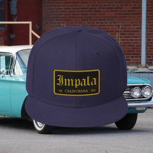 1960 Impala California plate embroidered Snapback Hat, Classic car hat, custom embroidered hat, Chevy Impala Hat, lowrider trucker hat