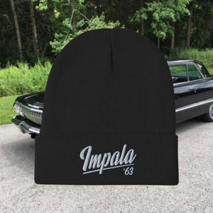 1963 Impala Embroidered Beanie, Chevrolet Impala Lowrider beanie gift for a car fan