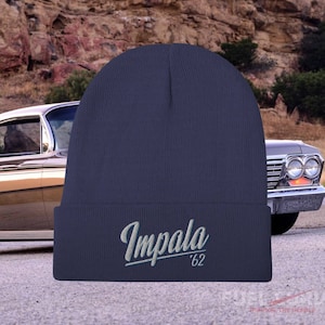 1962 Impala Embroidered Beanie, Chevrolet Impala Lowrider beanie gift for a car fan