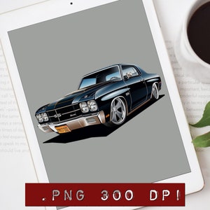 Classic El Camino clipart, lowrider png design, lowrider design for apparel, drinkware, screen saver and pictures