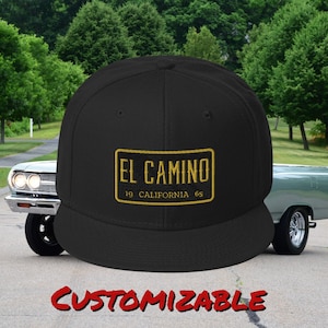 Customizable Embroidered El Camino snapback hat, Father&#39;s day gift idea, Car club hat