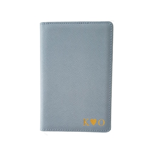 Personalised Travel Wallet | Monogrammed Passport Holder | Custom Embossed Saffiano Leather | Documents | Passport Wallet | PASTEL BLUE