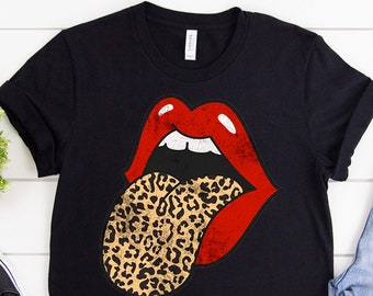 leopard print lips t shirt dress