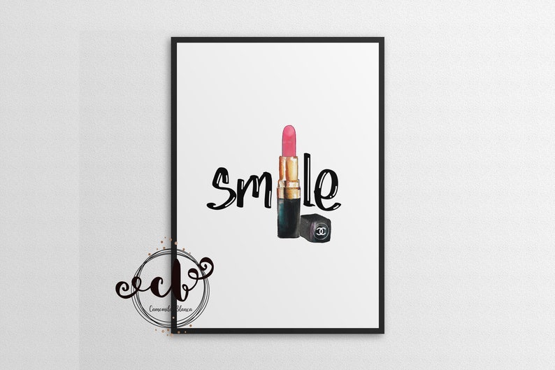 Lipstick Print Wall Print Makeup Print Smile Print Typography Print Wall Decor Home Decor Digital Print,Wall Art