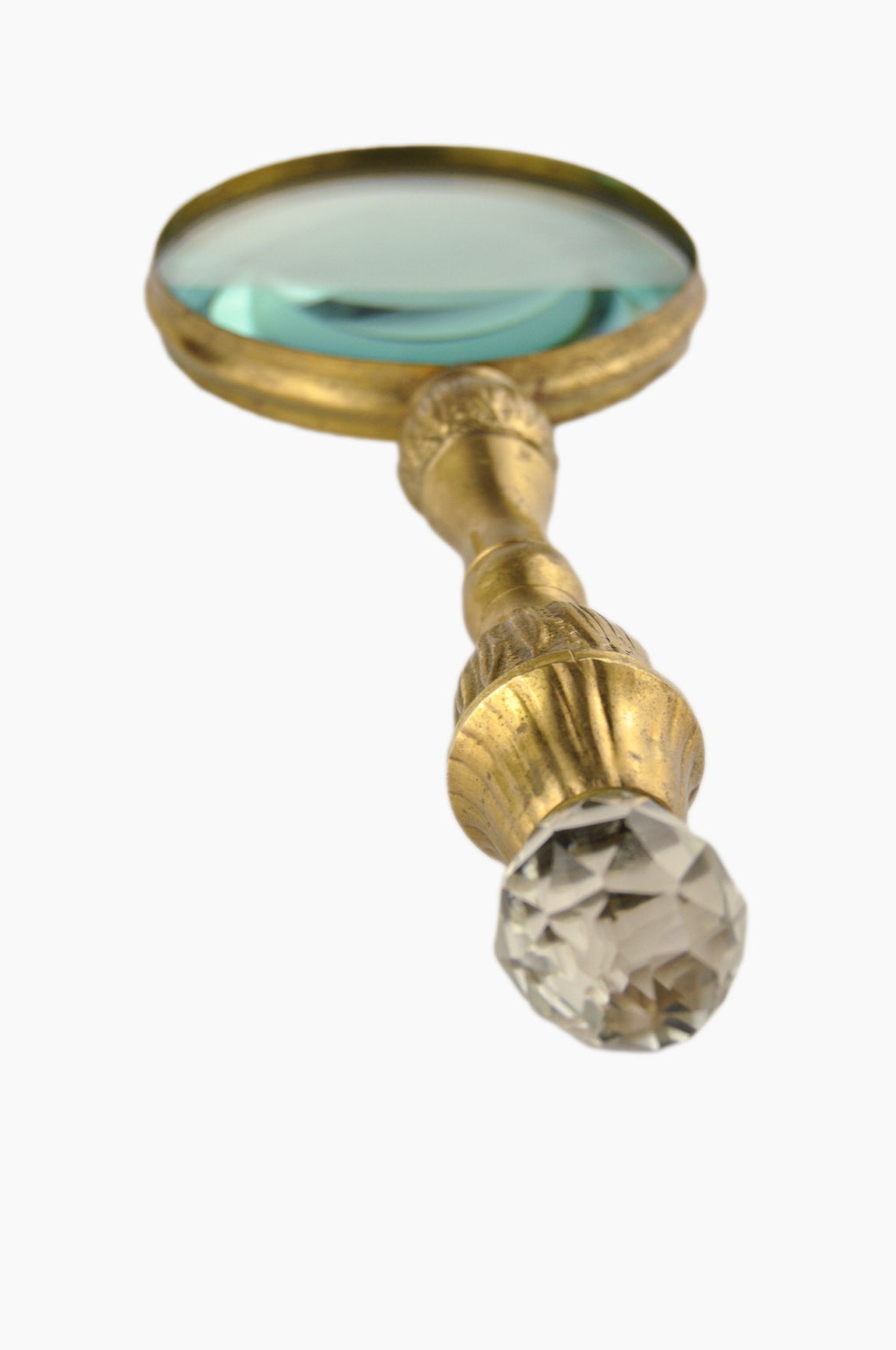 Bronze Magnifying Glass With Shaped Detail Handle and Crystal Etsy