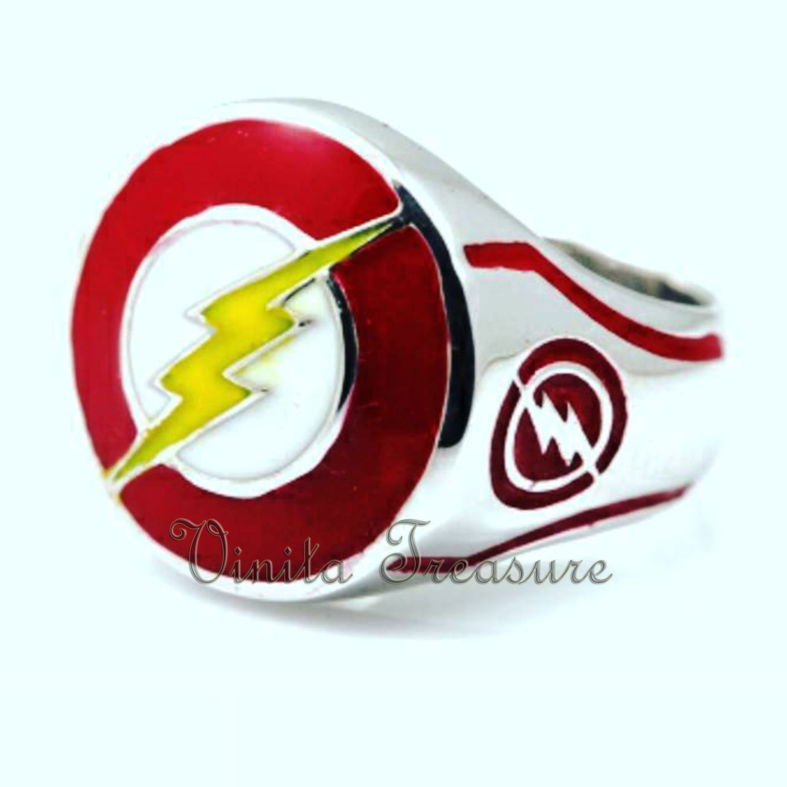 The Flash DC Comic Ring 925 Sterling Silver Mens Ring Flash Etsy