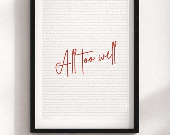 Arte mural tipográfico "All Too Well"