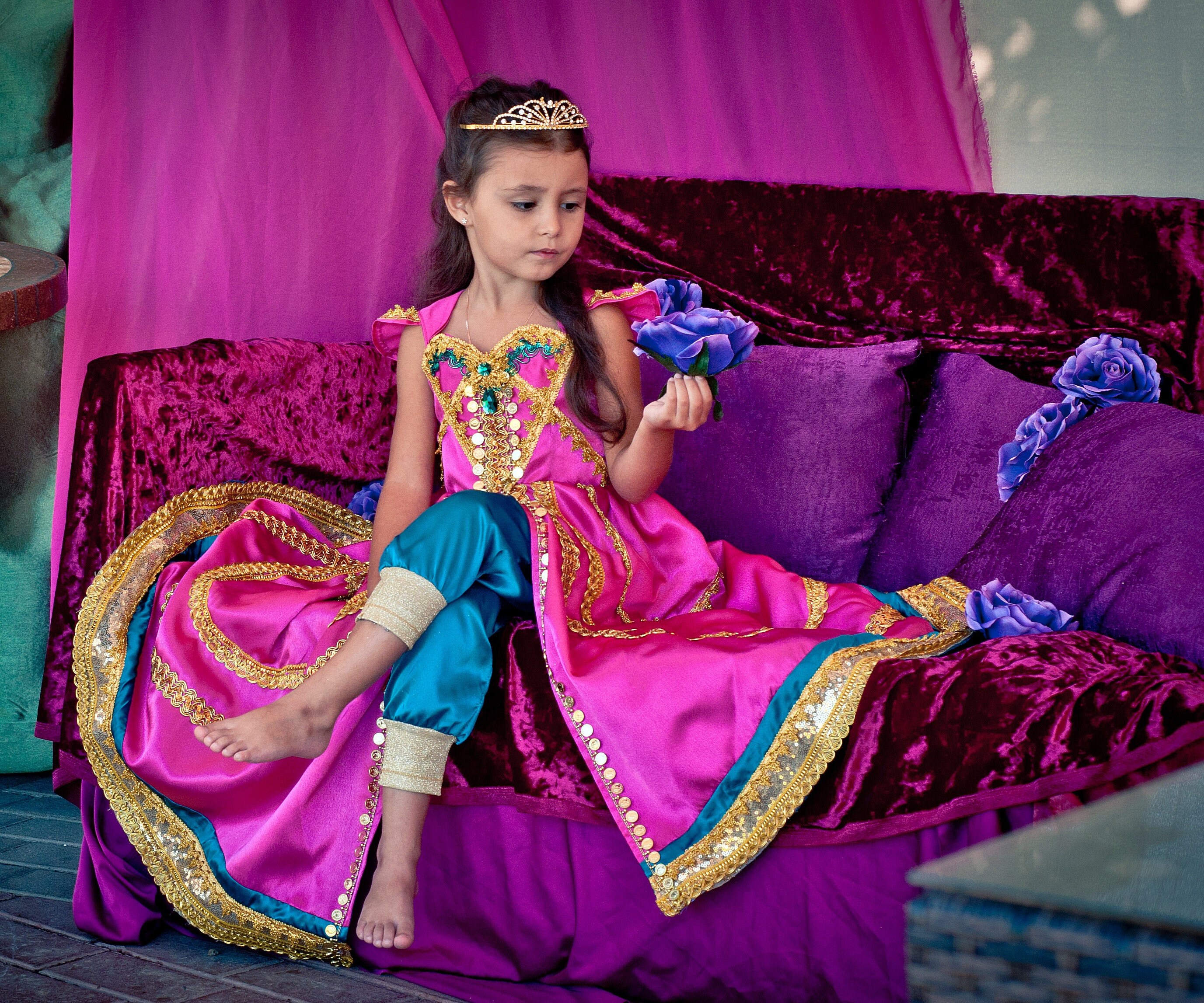 Pink Princess Jasmine dress for girl. Disney Aladdin live Etsy