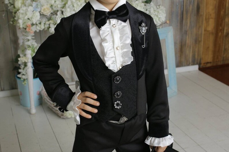 Black Gentleman Tuxedo outfit for boy wedding ring bearer suit Etsy