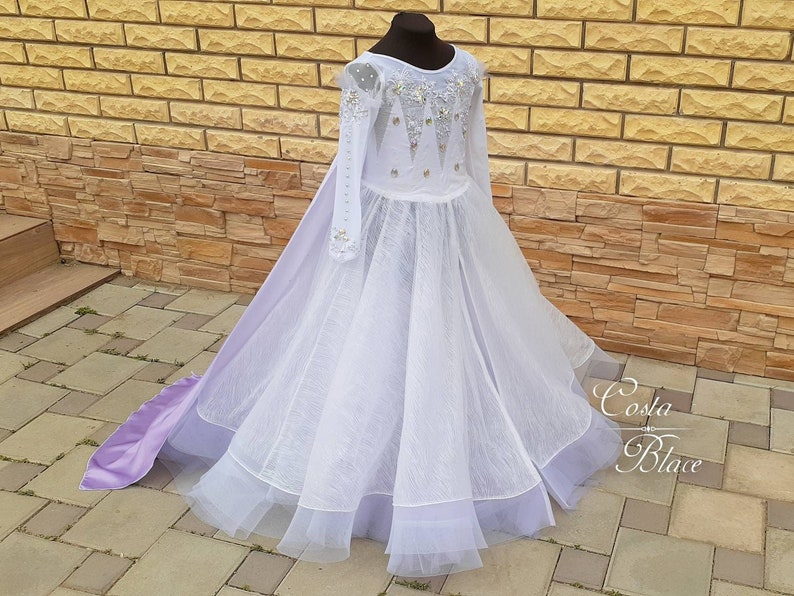 Elsa fifth spirit Frozen 2 cosplay costume for girl disney Halloween outfit kid sparkling dress princess photo prop outfits white gown