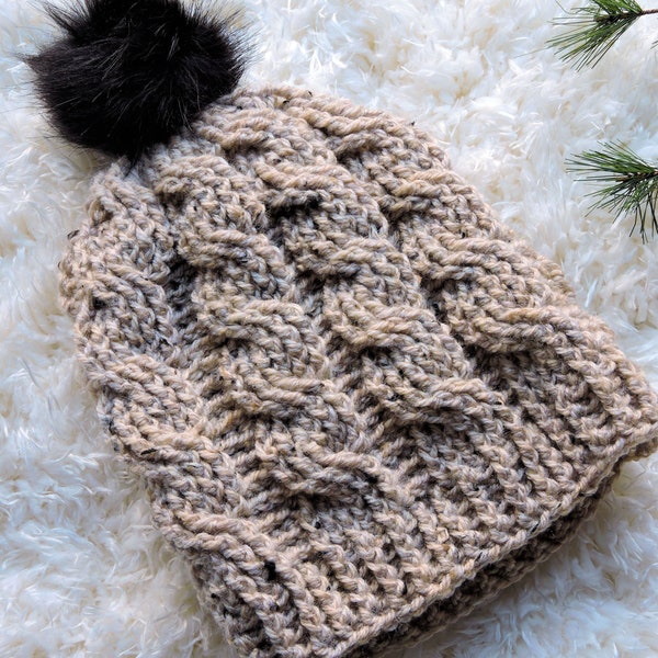 Crochet Cable Stitch Hat Pattern, Crochet Cables Hat, Unisex Beanie Pattern, Easy Crochet Patterns for Winter Instant Download Instructions