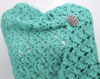 Crochet PATTERN - Emerald Lace Fling Wrap, Crochet Shawl Pattern, Light Airy Stole Wrap, Lace Crochet Shawl Pattern, Instructions In English