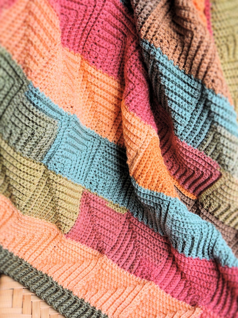 Crochet Pattern Modern Patchwork Throw Etsy
