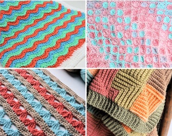 Popular Blankets and Throws Bundle, FOUR Blanket Patterns Included, Crochet Blankets Collection, Modern Crochet Patterns PDF Download