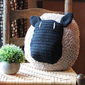 Crochet Sheep Pillow - Crochet Pattern, Sheep cushion, Farm Animal Cushion Pattern, Nursery Decor DIY, Decorative Pillow Crochet Project