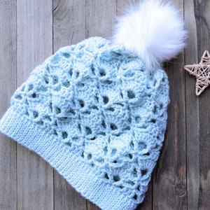 Lace Crochet Beanie PATTERN, Openwork Crochet Lace Pattern Slouchy Beanie, Step-by-step TUTORIAL Instant Download for Summer Beanie Hat