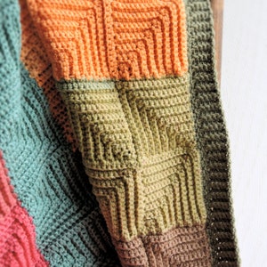 Crochet Pattern Modern Patchwork Throw, Join-as-you-go Granny Square Afghan, Beginner Crochet Blankets Pattern, Boho Throw Blanket Pattern image 7