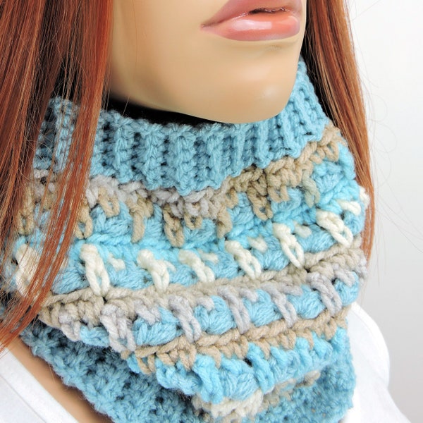 Chunky Cowl Pattern, Icicles Crochet Stitch Pattern, Women's Winter Cowl Tunisian Crochet Pattern PDF Download, Quick & Easy Crochet Project