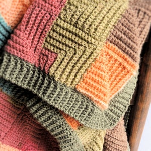 Crochet Pattern Modern Patchwork Throw, Join-as-you-go Granny Square Afghan, Beginner Crochet Blankets Pattern, Boho Throw Blanket Pattern image 5