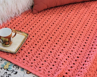 Easy Crochet Pattern - Camelot Crossings Throw, Crochet Blanket Pattern PDF, Summer Throw Pattern, Farmhouse Decor, Beginners Pattern