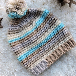 Crochet Striped Hat PATTERN, Basic Stripes Hat Pattern Instructions, Striped Beanie Crochet Pattern, Beginner Friendly Easy Crochet Patterns