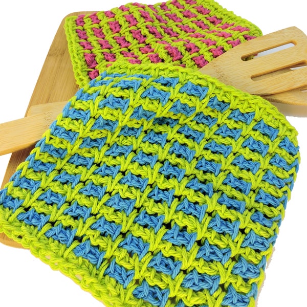 Wishy Washies Washcloths Crochet, Tunisian Crochet Pattern, Crochet Wash Cloth Pattern PDF, Zero Waste Kitchen DIY Crochet Gifts