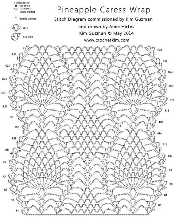 Crochet Pineapple Shawl Pattern: Easy Lace Wrap Scarf (PDF Pattern