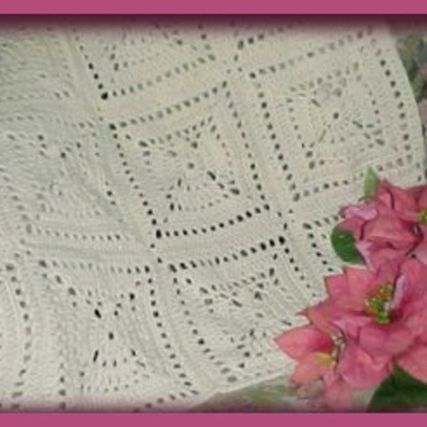 Crochet Pattern - Angel Afghan, Vintage Crochet Blanket Pattern, Boho Throw Blanket, Lace Crochet Patterns, Easy Summer Bedspread Pattern